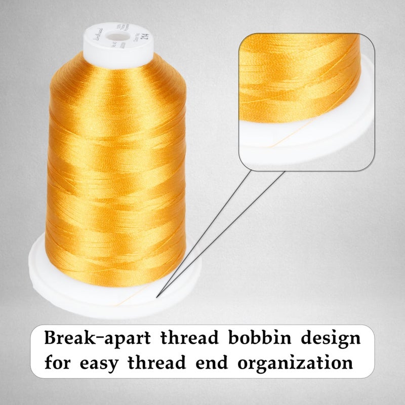 simthread Trilobal Polyester Thread – 5000M (5500yds) No.40 – Super Sheen, Tangle-Free – Built-in Thread Lock Spool – Compatible with Brother, Singer, Janome & More, Old Gold-214 - Image 2